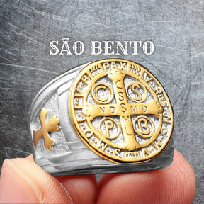 Anéis Medalha de São Bento - Aço Inoxidável