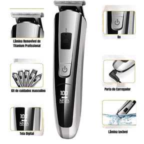 Máquina de corte de cabelo: Barbeador Elétrico Masculino - KEMEI