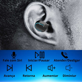 Fone de Ouvido Bluetooth com Microfone, Display LED Earbuds - TWS